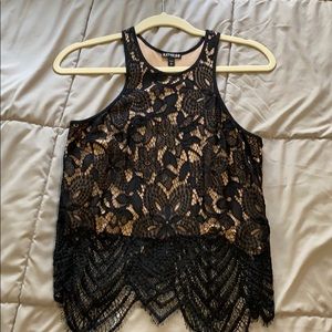 Express - black lace going out tank